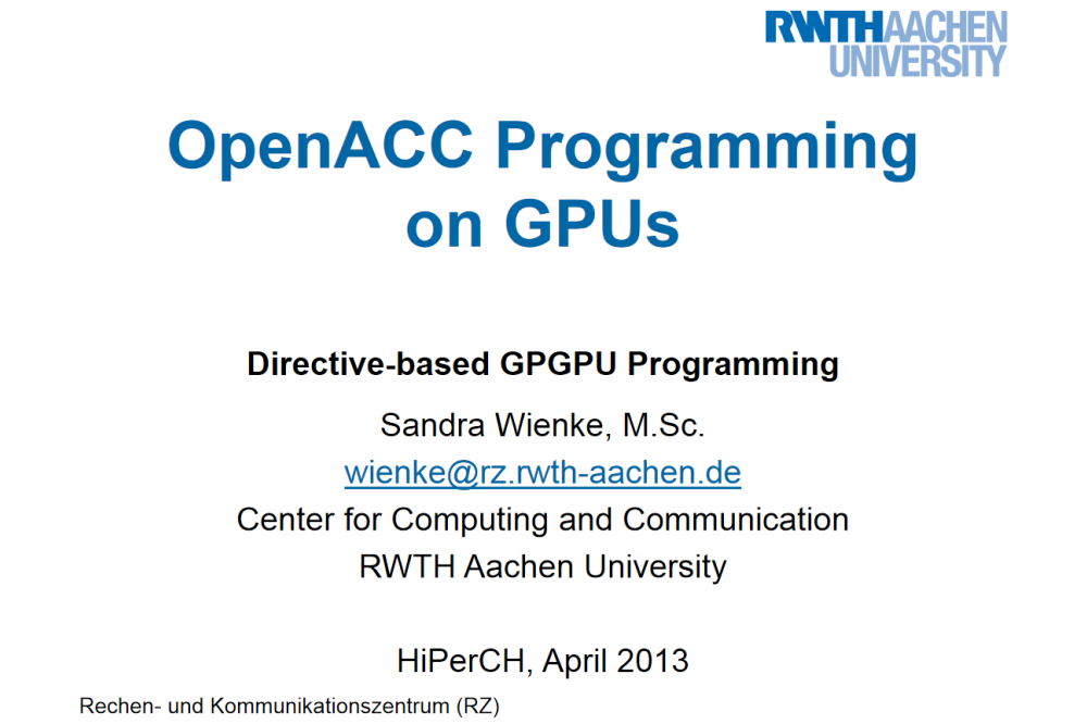 HiPerCH 1: OpenACC Programming on GPUs
