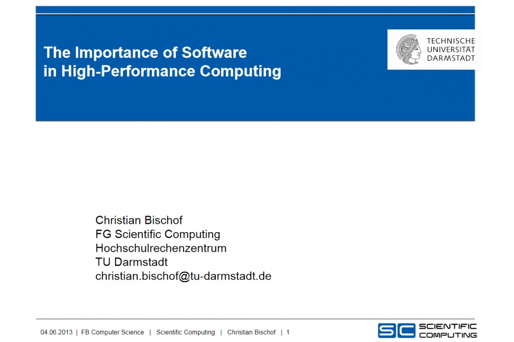 HiPerCH 1: Importance of Software