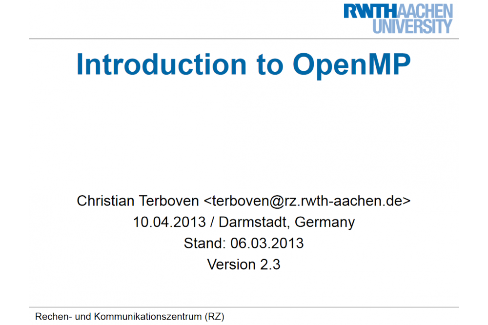 HiPerCH 1: Introduction to OpenMP